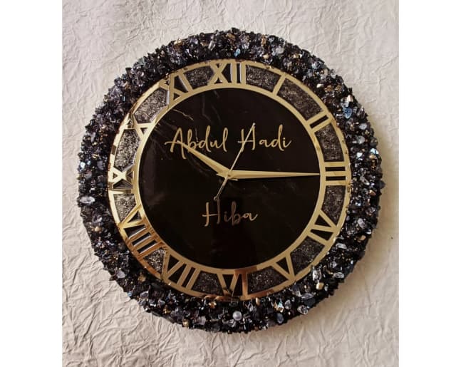 Chocolate Brown Marble Resin Wall Clock view 2